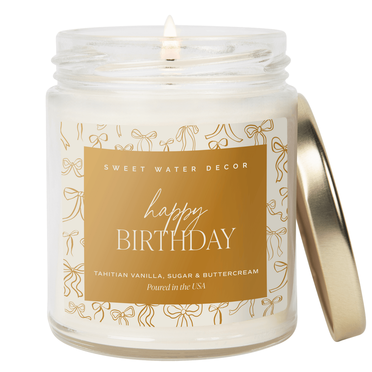 Sweet Water Decor Happy Birthday Soy Candle - Clear Patterned Jar - 9 oz in - Candles photo