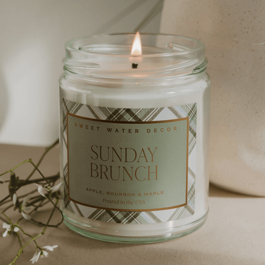 Sunday Brunch Soy Candle - Clear Patterned Jar - 9 oz in - Candles photo