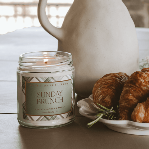Sunday Brunch Soy Candle - Clear Patterned Jar - 9 oz in - Candles photo