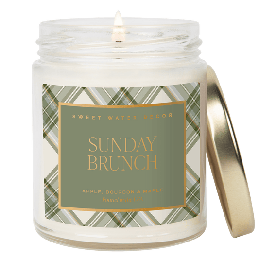 Sunday Brunch Soy Candle - Clear Patterned Jar - 9 oz in - Candles photo