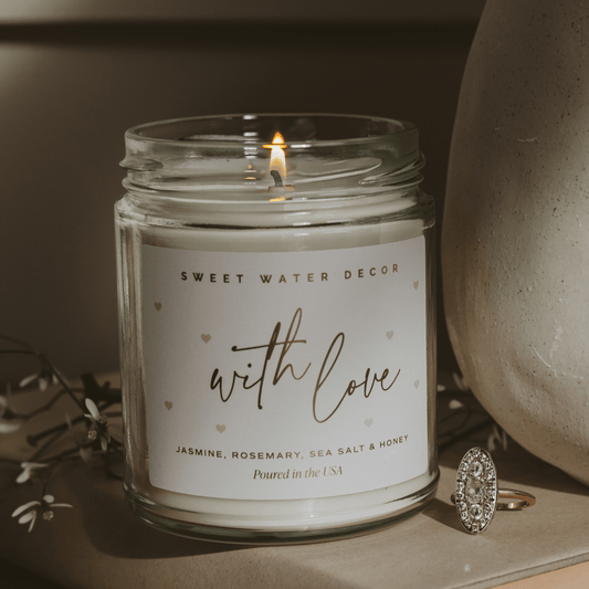 With Love Soy Patterned Candle - Clear Jar - 9 oz in - Candles photo
