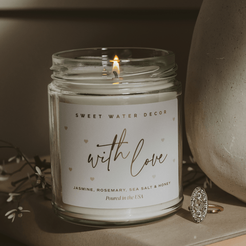 With Love Soy Patterned Candle - Clear Jar - 9 oz in - Candles photo