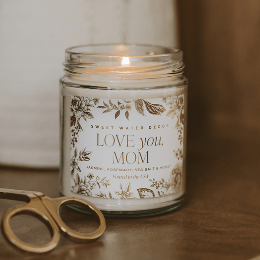 Love You, Mom Soy Candle - Clear Patterned Jar - 9 oz in - Candles photo