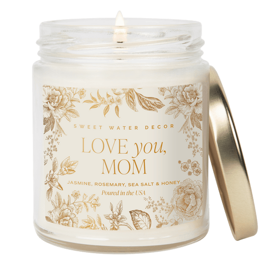 Love You, Mom Soy Candle - Clear Patterned Jar - 9 oz in - Candles photo