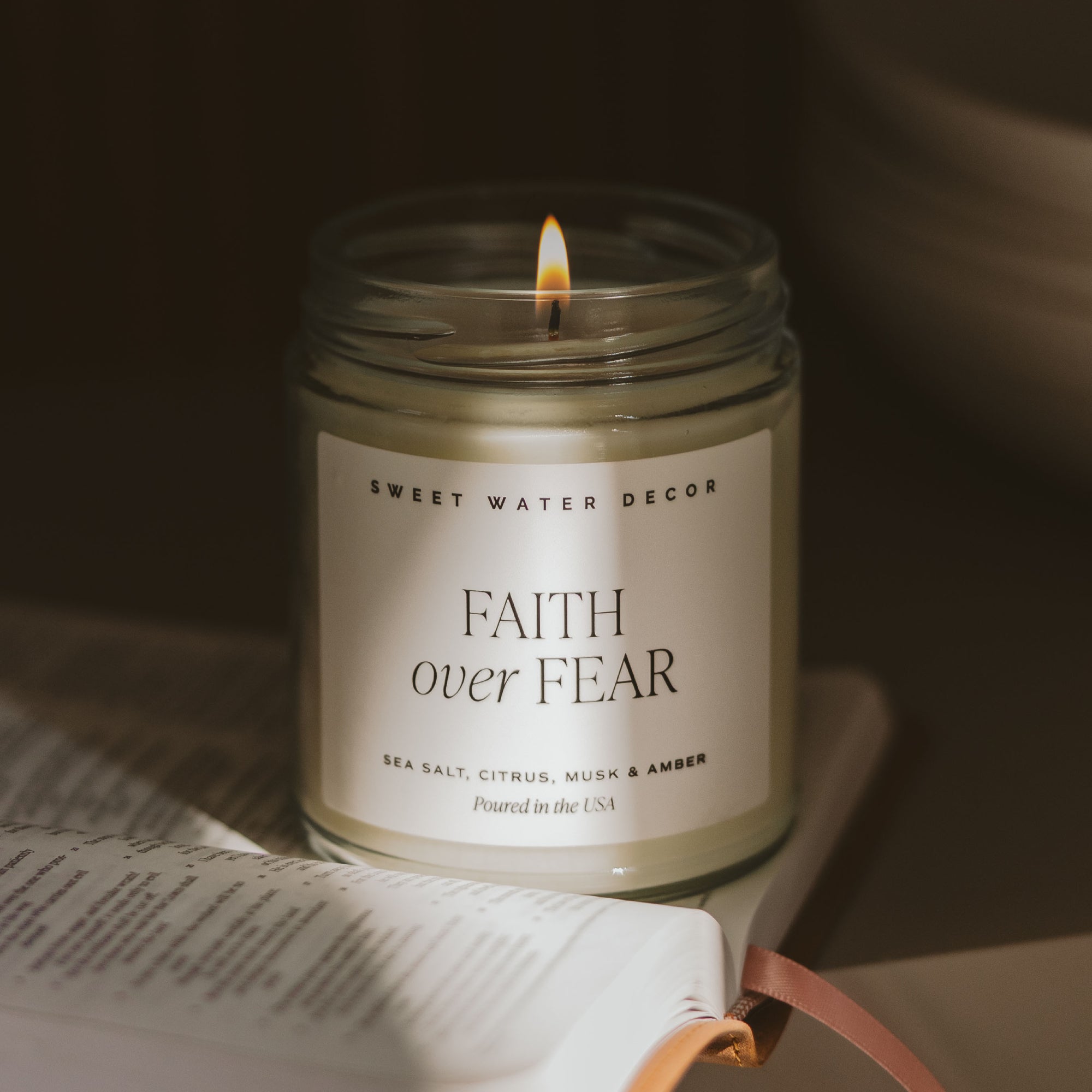 Faith Over Fear Soy Candle - Clear Jar - 9 oz