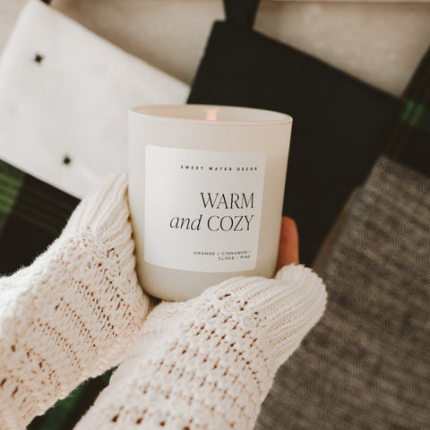 Warm and Cozy Soy Candle - Tan Matte Jar - 15 oz in - Candles photo