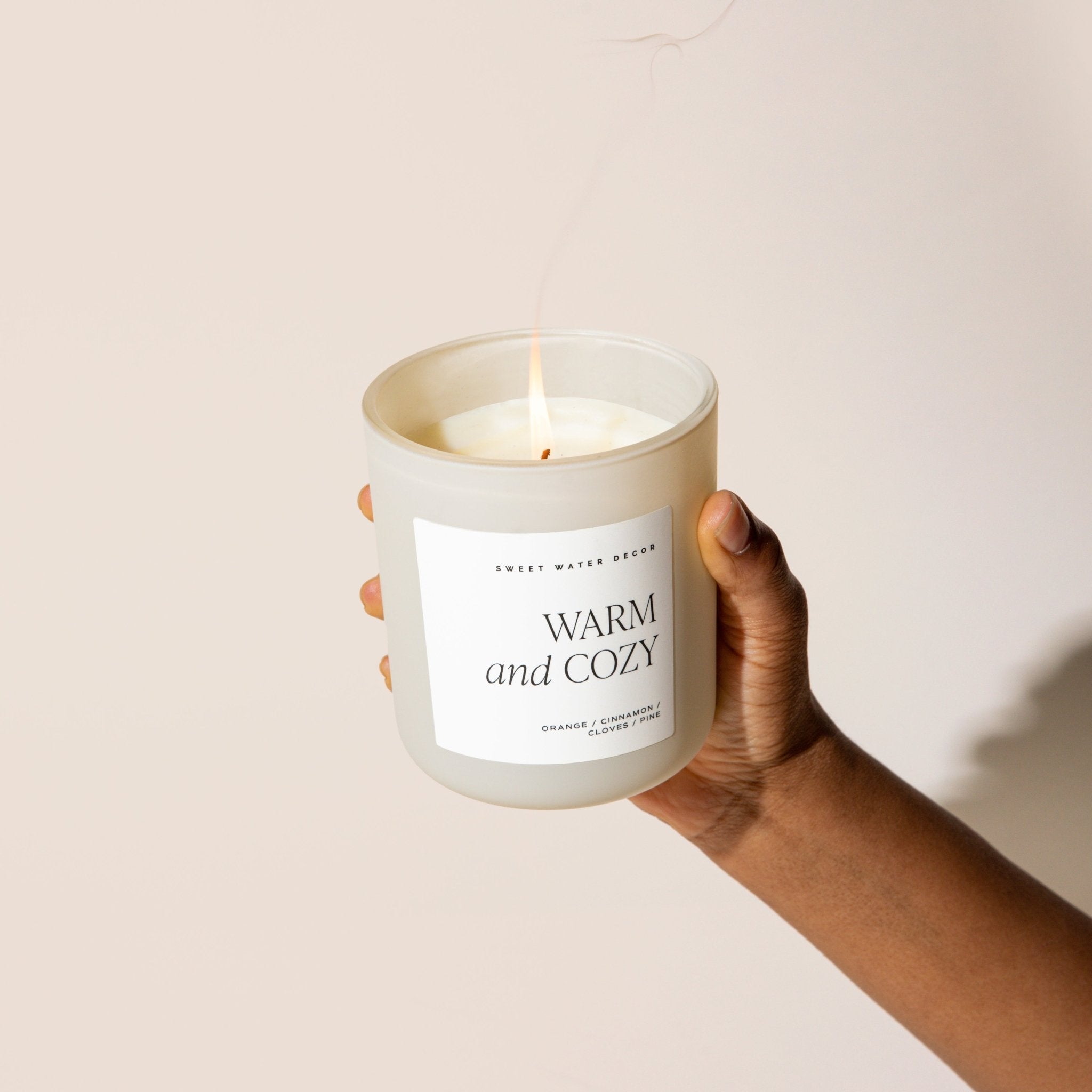 Warm and Cozy Soy Candle - Tan Matte Jar - 15 oz in - Candles photo