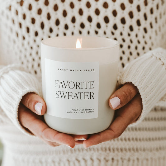 Favorite Sweater Soy Candle - Tan Matte Jar - 15 oz (Cashmere and Vanilla) in - Candles photo