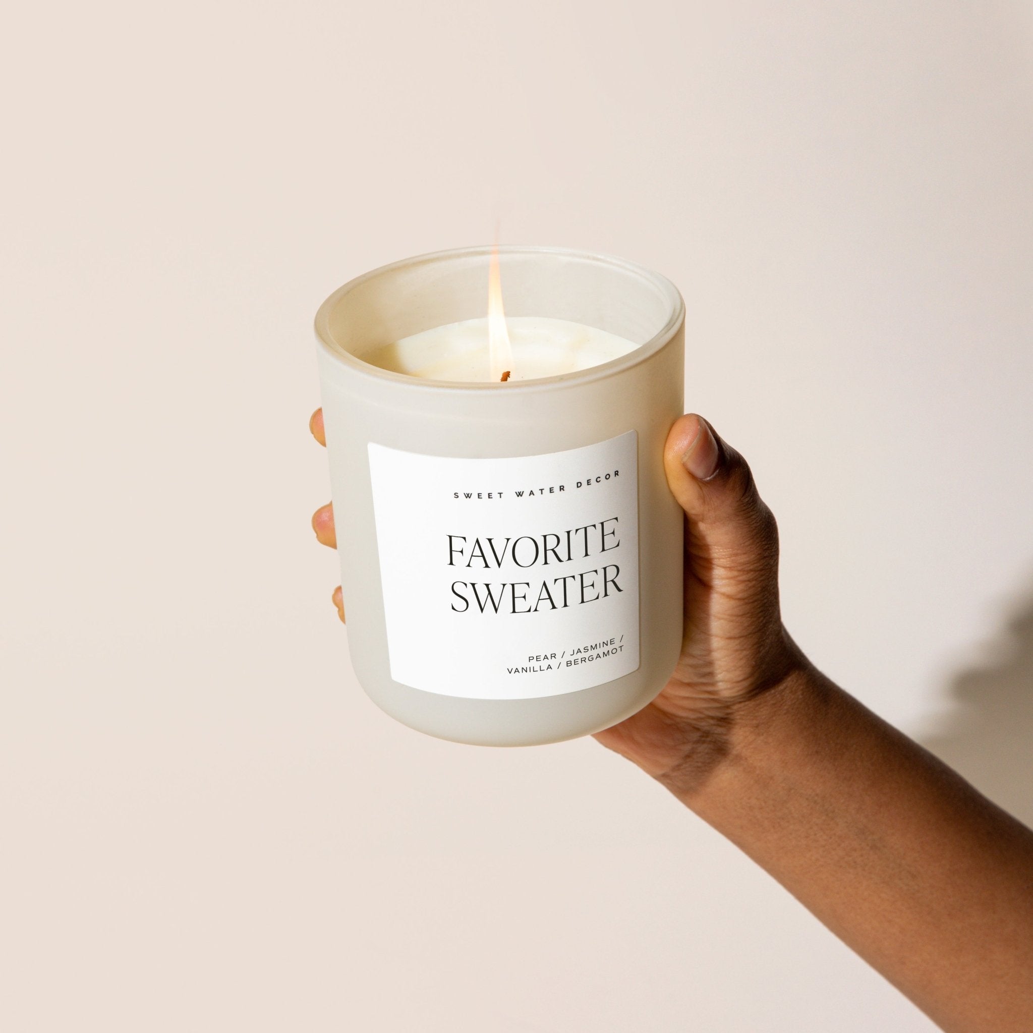 Favorite Sweater Soy Candle - Tan Matte Jar - 15 oz (Cashmere and Vanilla) in - Candles photo
