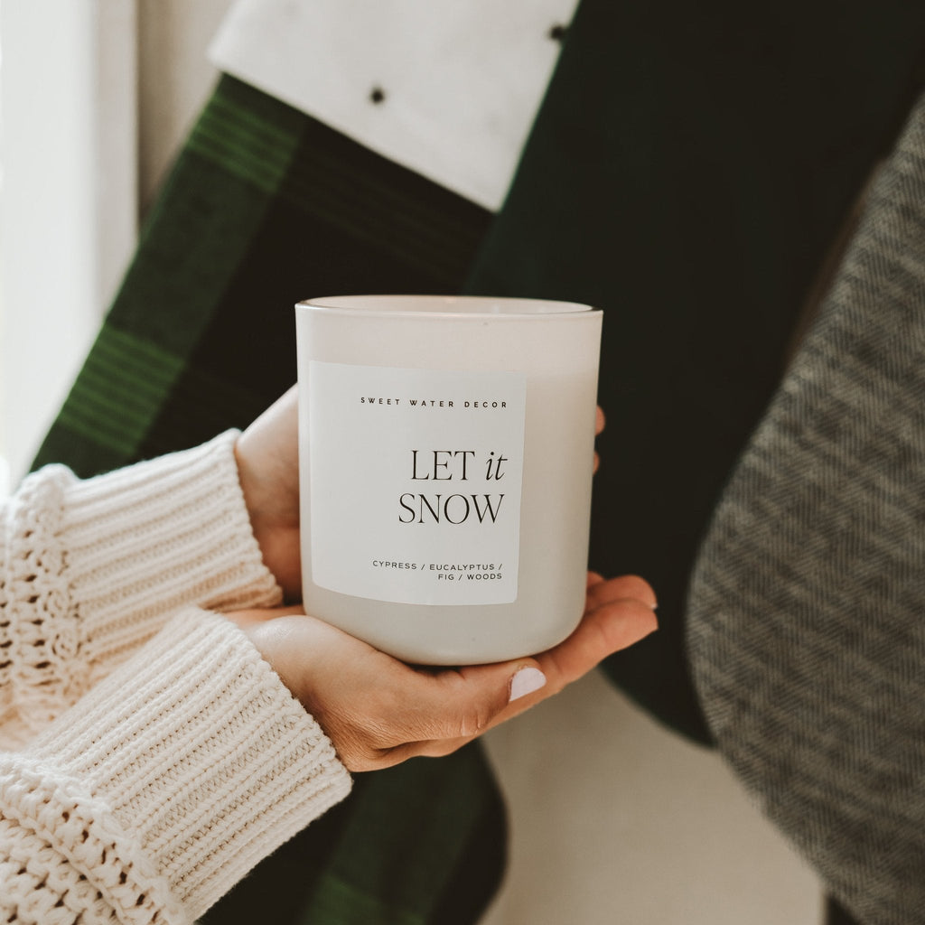 Let It Snow Soy Candle - Tan Matte Jar - 15 oz - SwagglyLife Home & Fashion