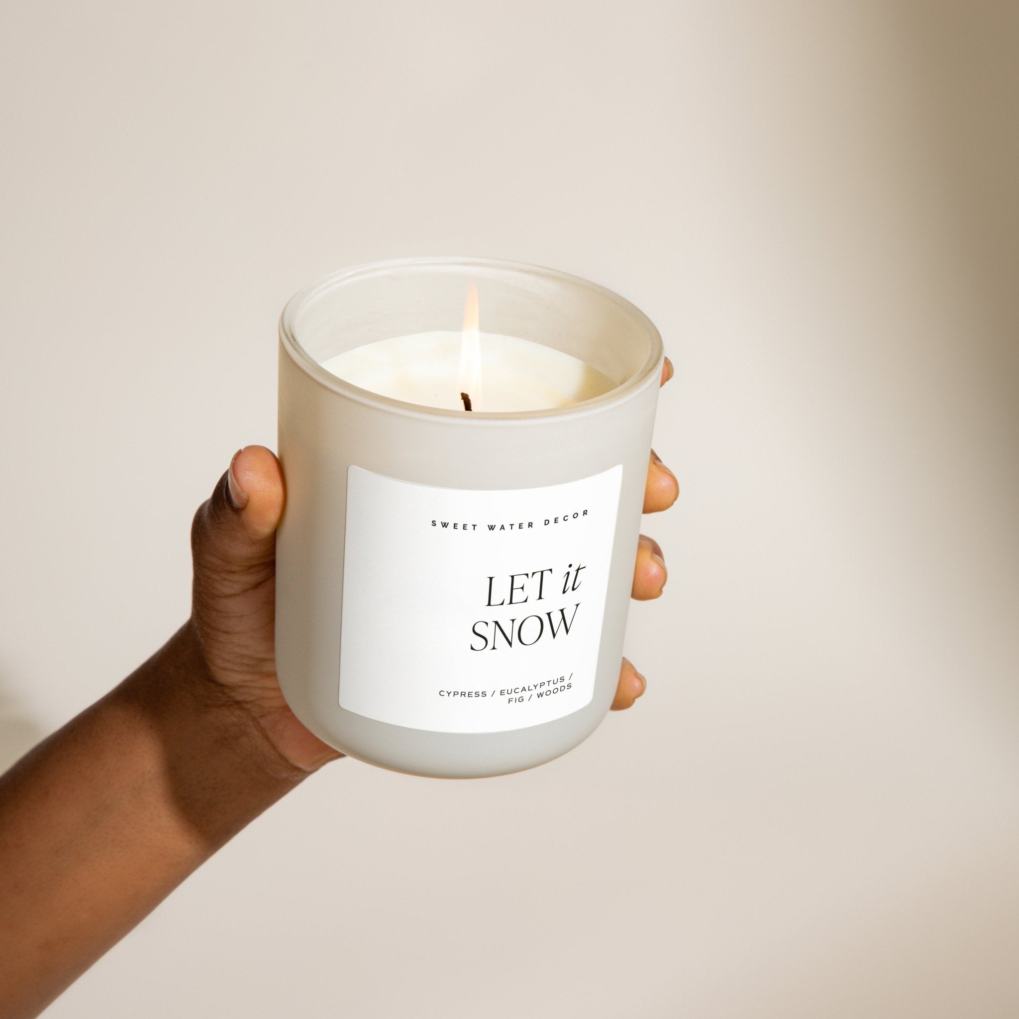 Let It Snow Soy Candle - Tan Matte Jar - 15 oz - SwagglyLife Home & Fashion