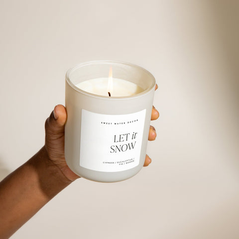 Let It Snow Soy Candle - Tan Matte Jar - 15 oz - SwagglyLife Home & Fashion