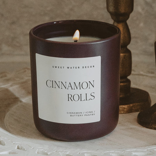 Cinnamon Rolls Soy Candle - Brown Matte Jar - 15 oz in - Candles photo