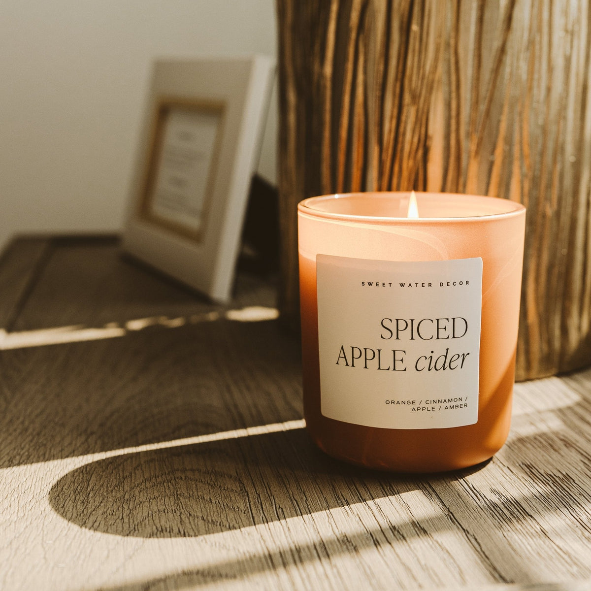 Spiced Apple Cider Soy Candle - Orange Matte Jar - 15 oz in - Candles photo