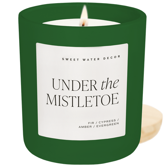 Under the Mistletoe Soy Candle - Green Matte Jar - 15 oz (Fraser Fir) in - Candles photo