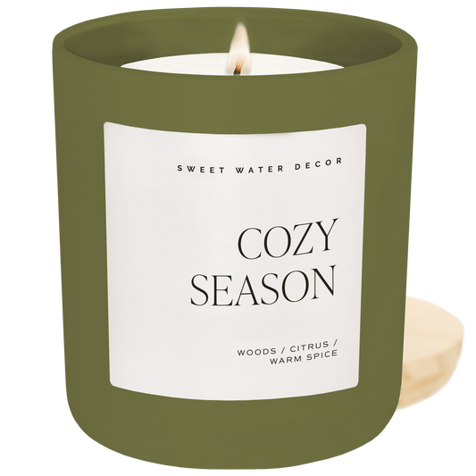 Cozy Season Soy Candle - Olive Matte Jar - 15 oz in - Candles photo