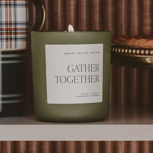 Gather Together Soy Candle - Olive Matte Jar - 15 oz in - Candles photo
