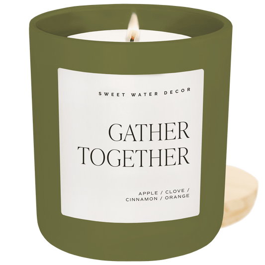 Gather Together Soy Candle - Olive Matte Jar - 15 oz in - Candles photo