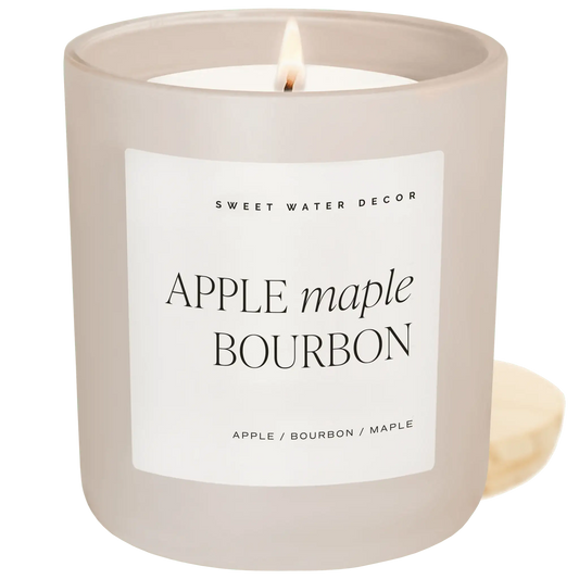 Apple Maple Bourbon Soy Candle - Tan Matte Jar - 15 oz (Sunday Brunch) in - Candles photo
