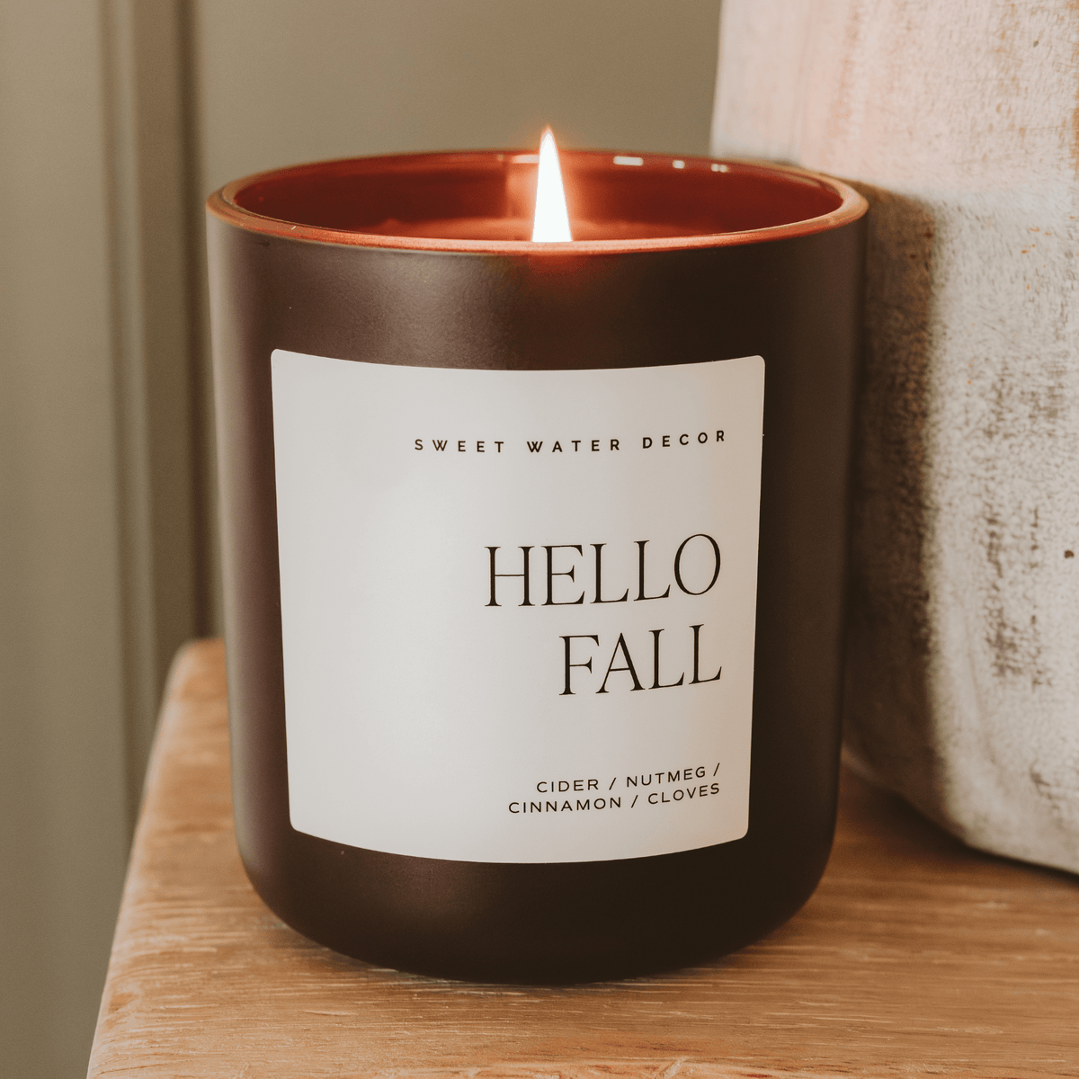 Hello Fall Soy Candle - Brown Matte Jar - 15 oz in - Candles photo
