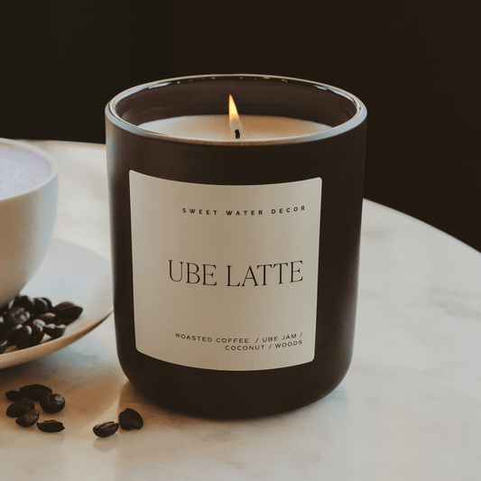 Ube Latte Soy Candle - Brown Matte Jar - 15 oz in - Candles photo
