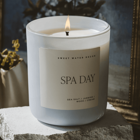 Spa Day Soy Candle - Blue Matte Jar - 15 oz in - Candles photo