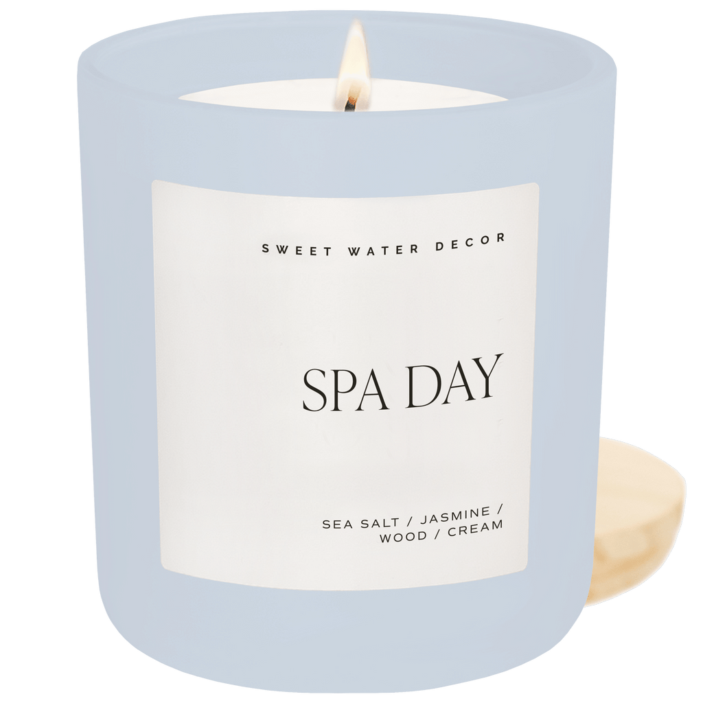 Spa Day Soy Candle - Blue Matte Jar - 15 oz in - Candles photo