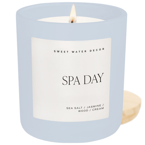 Spa Day Soy Candle - Blue Matte Jar - 15 oz in - Candles photo