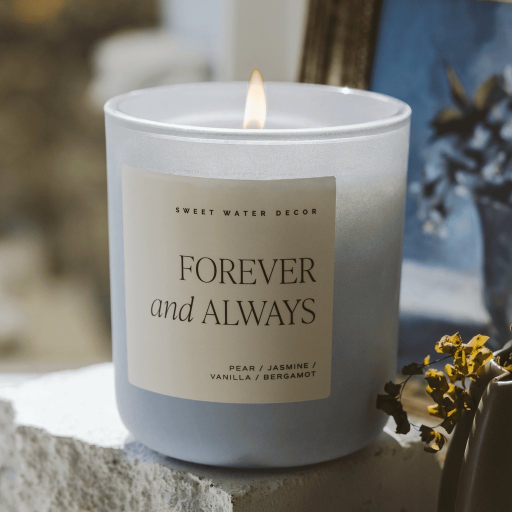 Forever and Always Soy Candle - Blue Matte Jar - 15 oz in - Candles photo