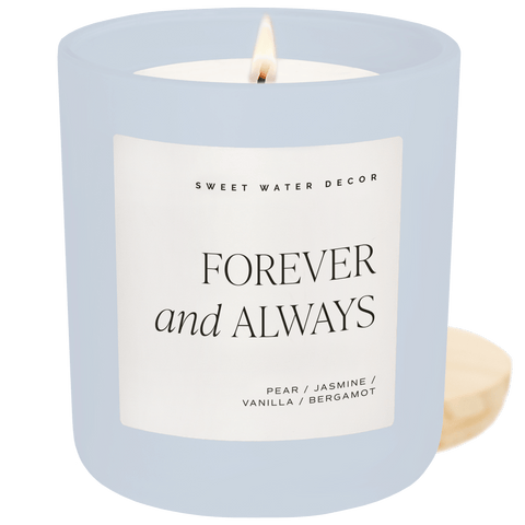 Forever and Always Soy Candle - Blue Matte Jar - 15 oz in - Candles photo