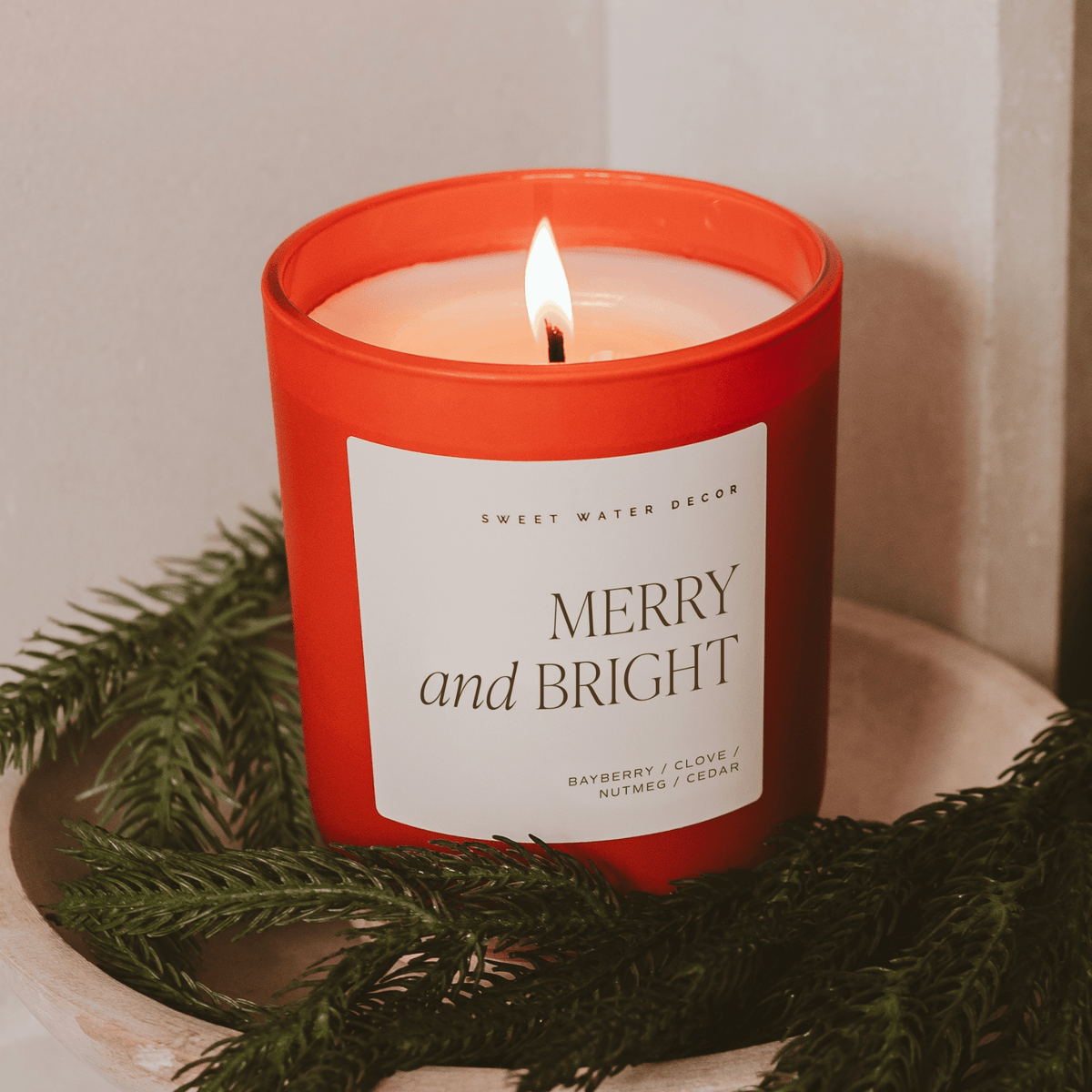 Merry and Bright Soy Candle - Red Matte Jar - 15 oz in - Candles photo