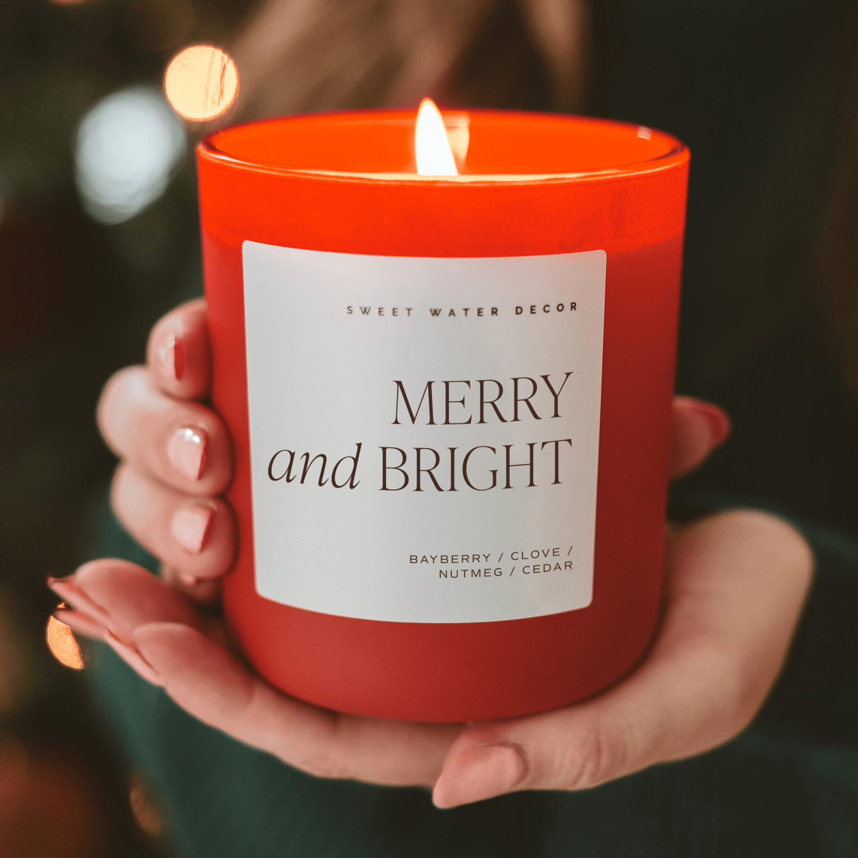 Merry and Bright Soy Candle - Red Matte Jar - 15 oz in - Candles photo