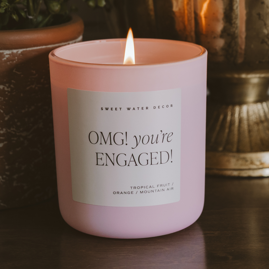Omg! You're Engaged! Soy Candle - Pink Matte Jar - 15 oz in - Candles photo
