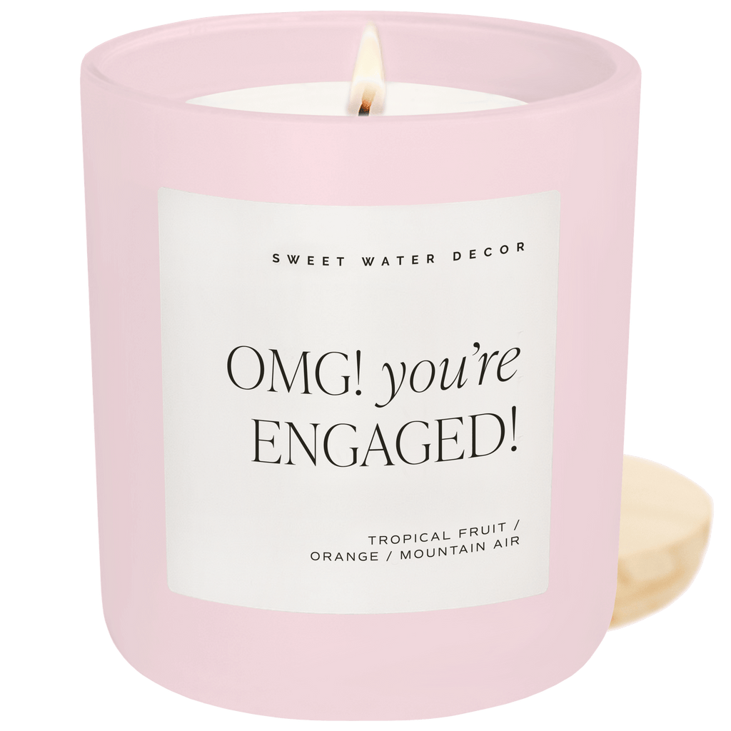 Omg! You're Engaged! Soy Candle - Pink Matte Jar - 15 oz in - Candles photo