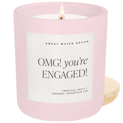 Omg! You're Engaged! Soy Candle - Pink Matte Jar - 15 oz in - Candles photo