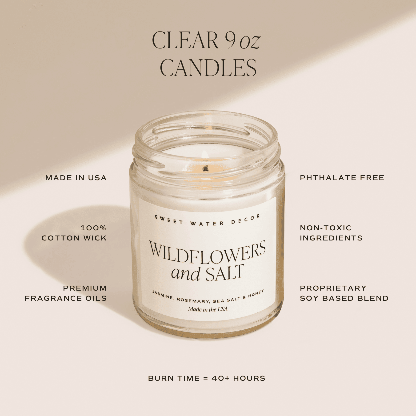 Coastal Lemon Soy Candle - Clear Jar - 9 oz