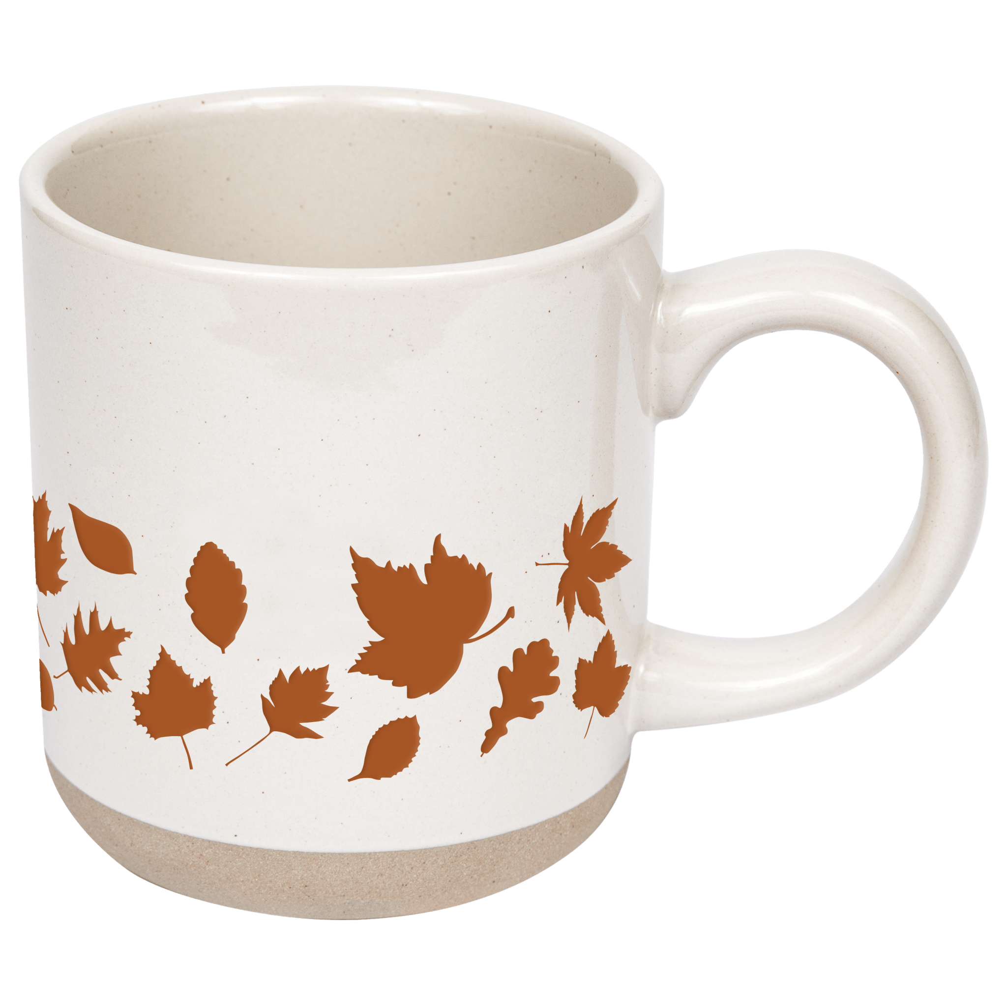 Orange Leaves 14oz. Cream Stoneware Coffee Mug - SwagglyLife Home & Fashion
