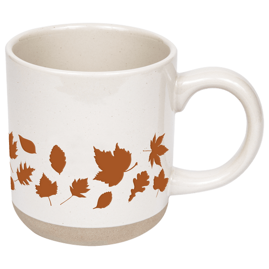Orange Leaves 14 oz Cream Stoneware Coffee Mug -
