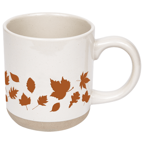 Orange Leaves 14oz. Cream Stoneware Coffee Mug - SwagglyLife Home & Fashion
