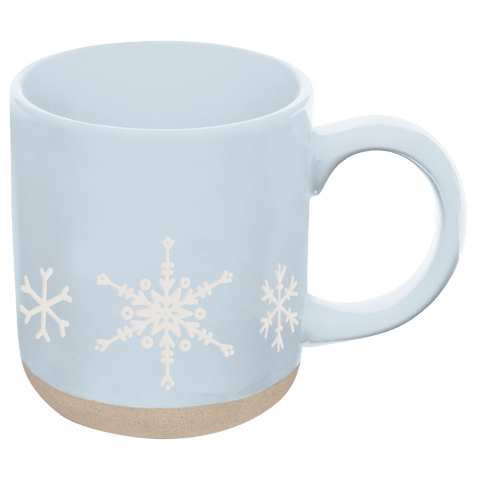 Snowflakes 14oz. Blue Stoneware Coffee Mug - SwagglyLife Home & Fashion