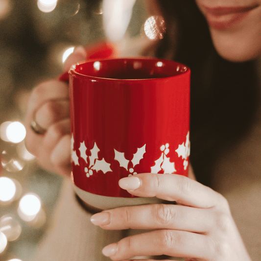 Holly 14oz. Red Stoneware Coffee Mug in - Coffee Mugs photo