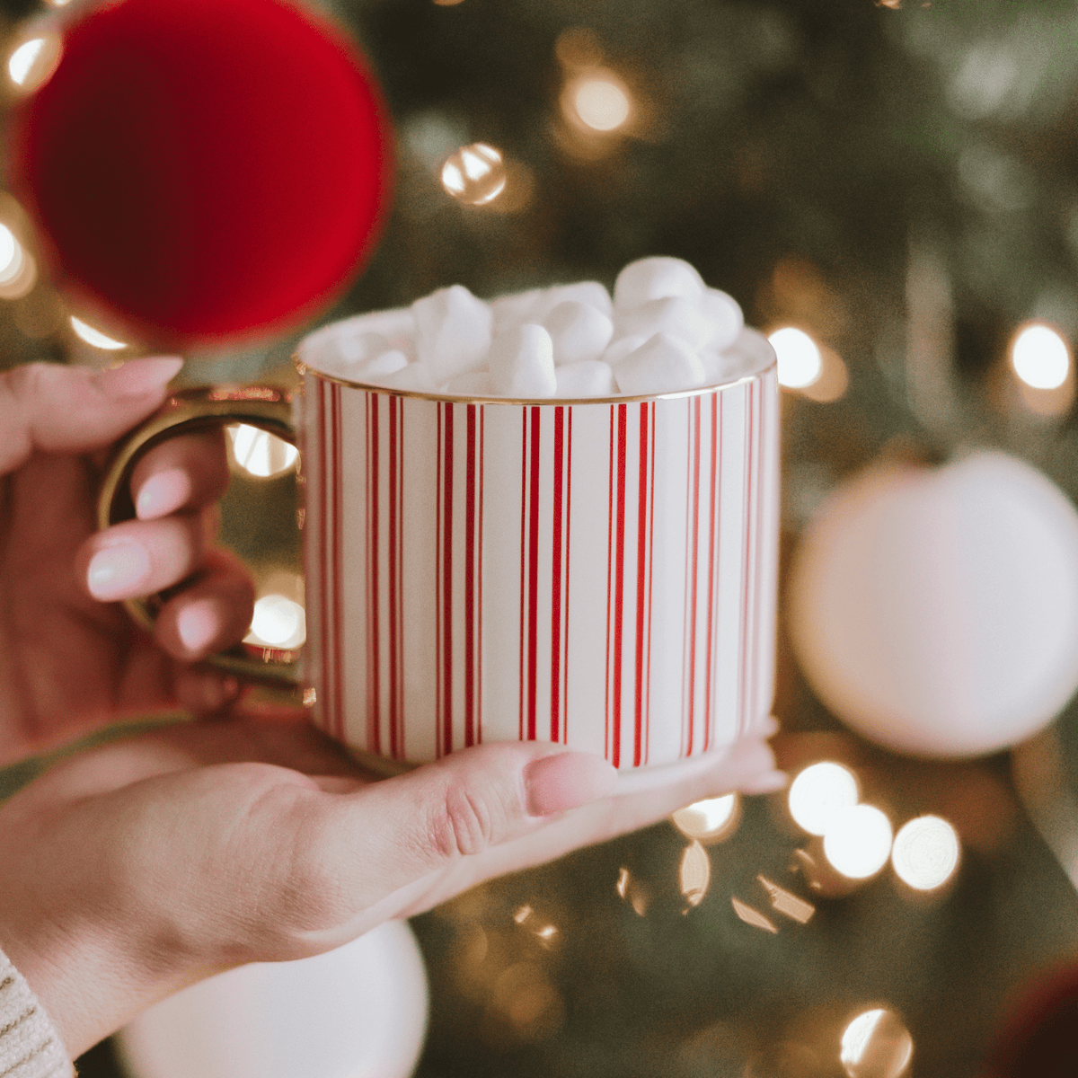 Red Stripe 14oz. Gold Handle Coffee Mug - SwagglyLife Home & Fashion