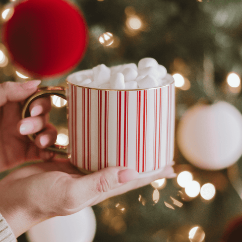 Red Stripe 14oz. Gold Handle Coffee Mug - SwagglyLife Home & Fashion