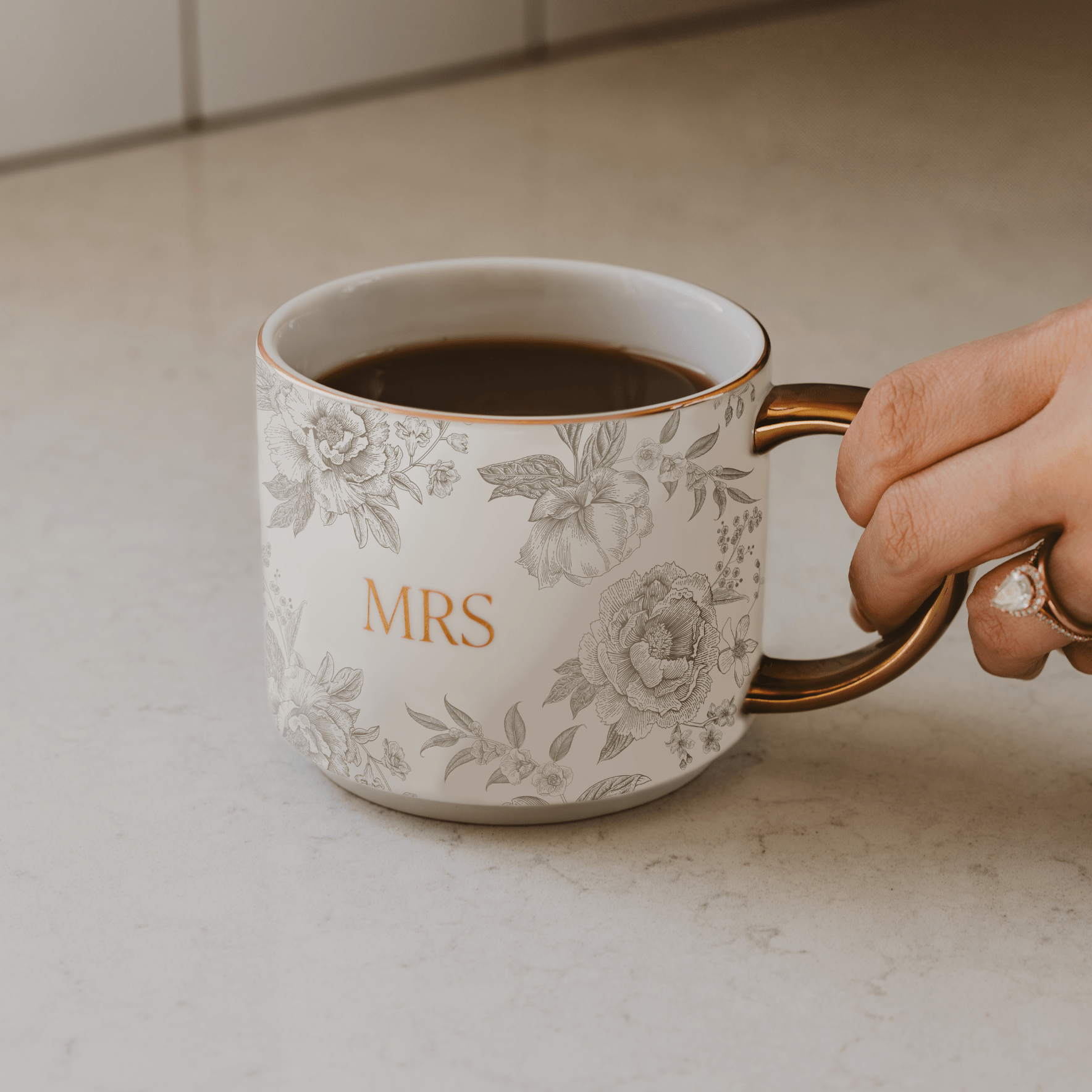 Mrs 14oz. Gold Handle Coffee Mug - SwagglyLife Home & Fashion