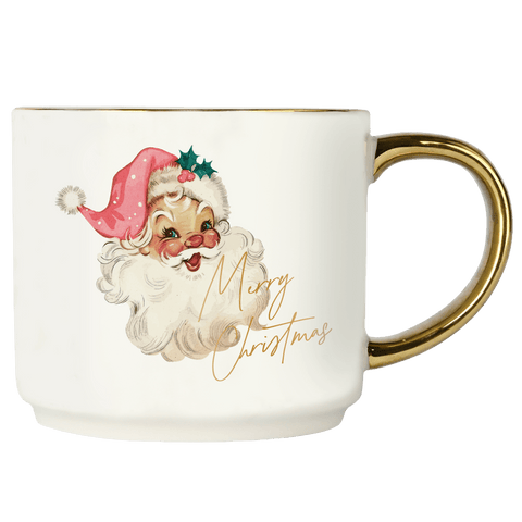Vintage Santa 14oz. Gold Handle Coffee Mug - SwagglyLife Home & Fashion