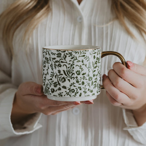 Green Ditsy Floral 14oz. Coffee Mug in - Coffee Mugs photo