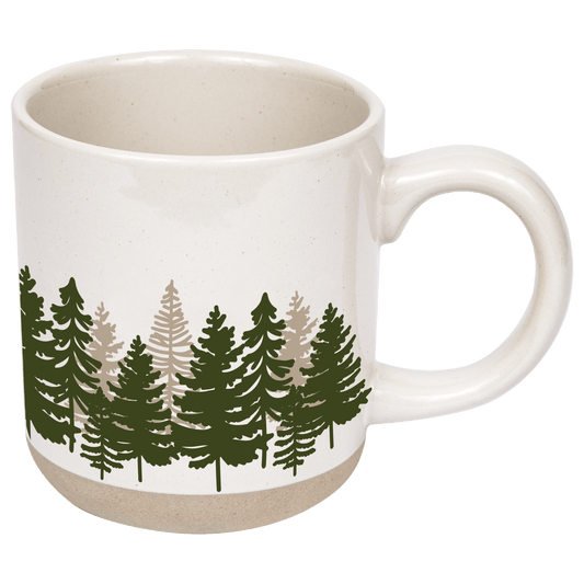Forest 14 oz Cream Stoneware Coffee Mug -