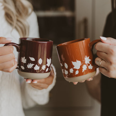 Brown Leaves 14 oz Stoneware Coffee Mug
