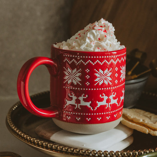 Red Fair Isle Sweater 14 oz Stoneware Coffee Mug -