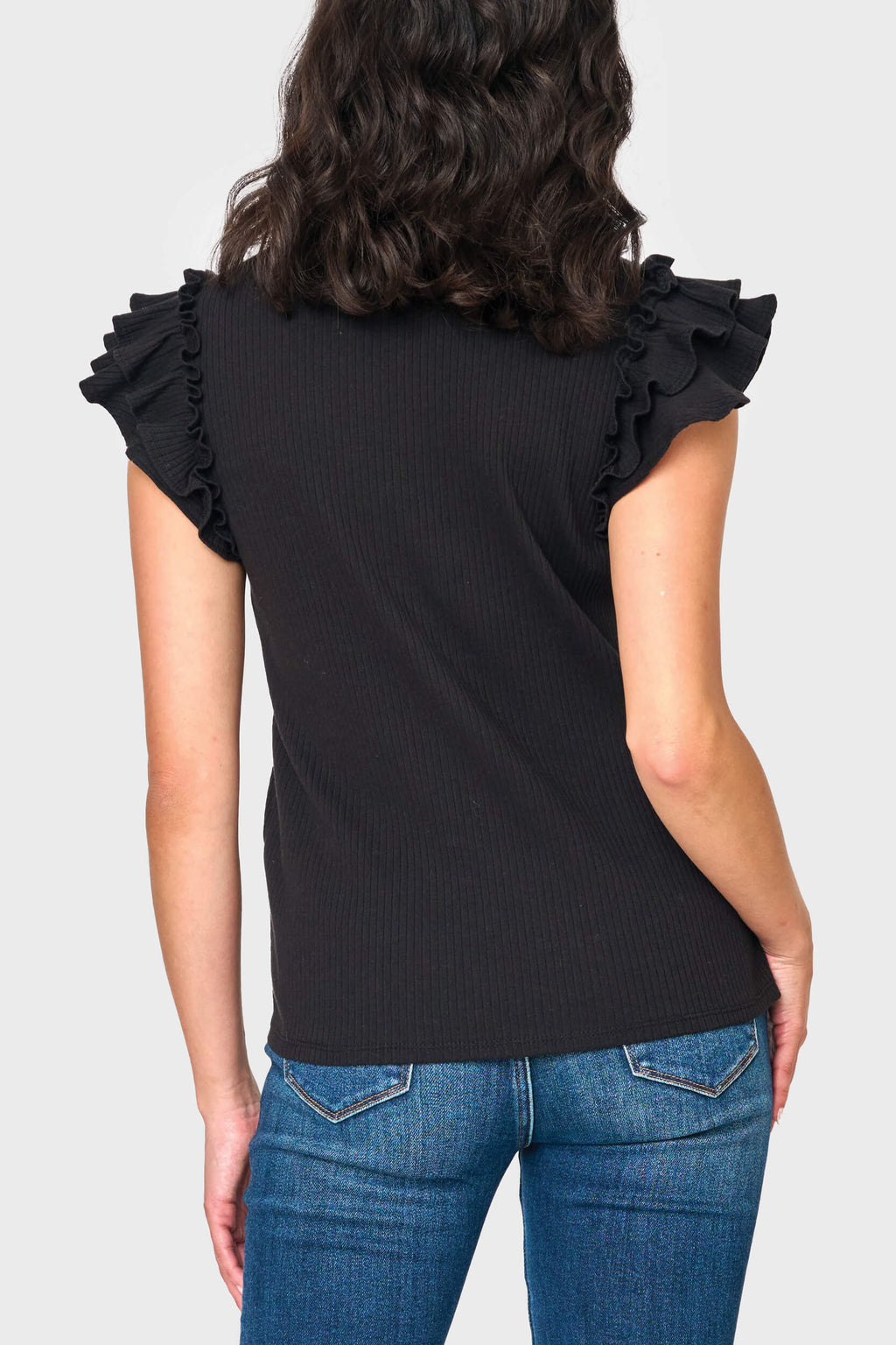 Flutter Sleeve Rib Knit Top in - 10, KNIT TOPS, 103 photo